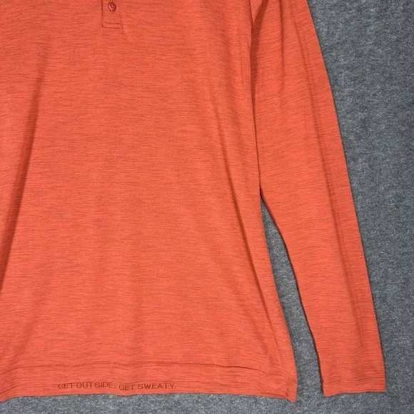Lululemon Shirt Mens XL Orange Long Sleeve Metal Vent Henley Athleisure - Picture 3 of 12